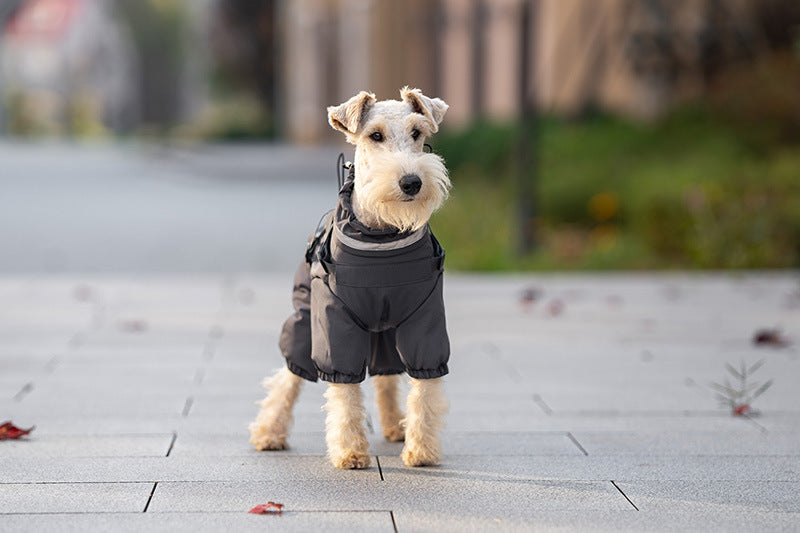 Winter Outdoor Thick Warm Dog Coat with Four Legs and Leash Attachment