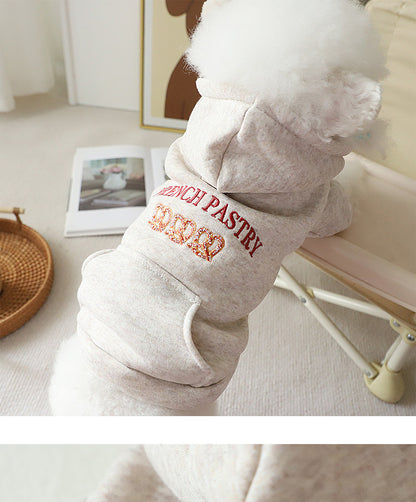 Warm Oatmeal Dog Hoodie for Small Breeds - Fall/Winter Pet Clothes