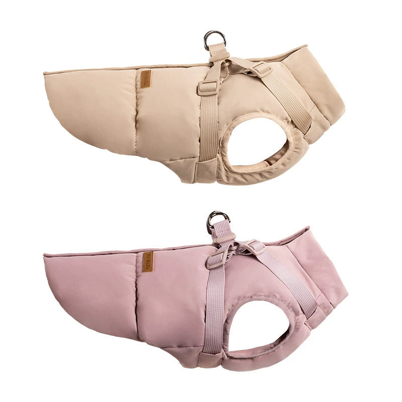 Dog Winter Padded Coat with Integrated Vest-Back Design