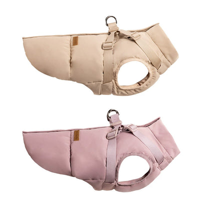 Dog Winter Padded Coat with Integrated Vest-Back Design