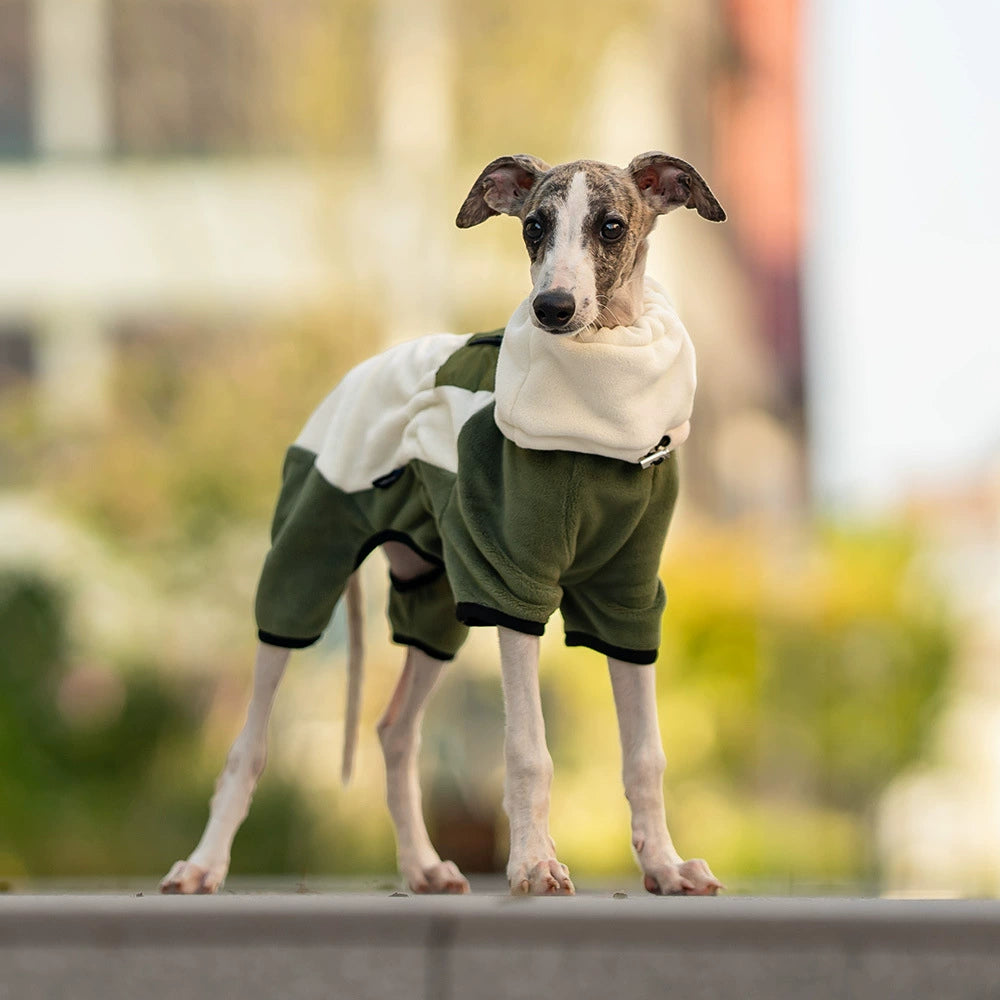Detachable Hood Windproof Dog Fleece Jumpsuit – 4-Leg Winter Coat
