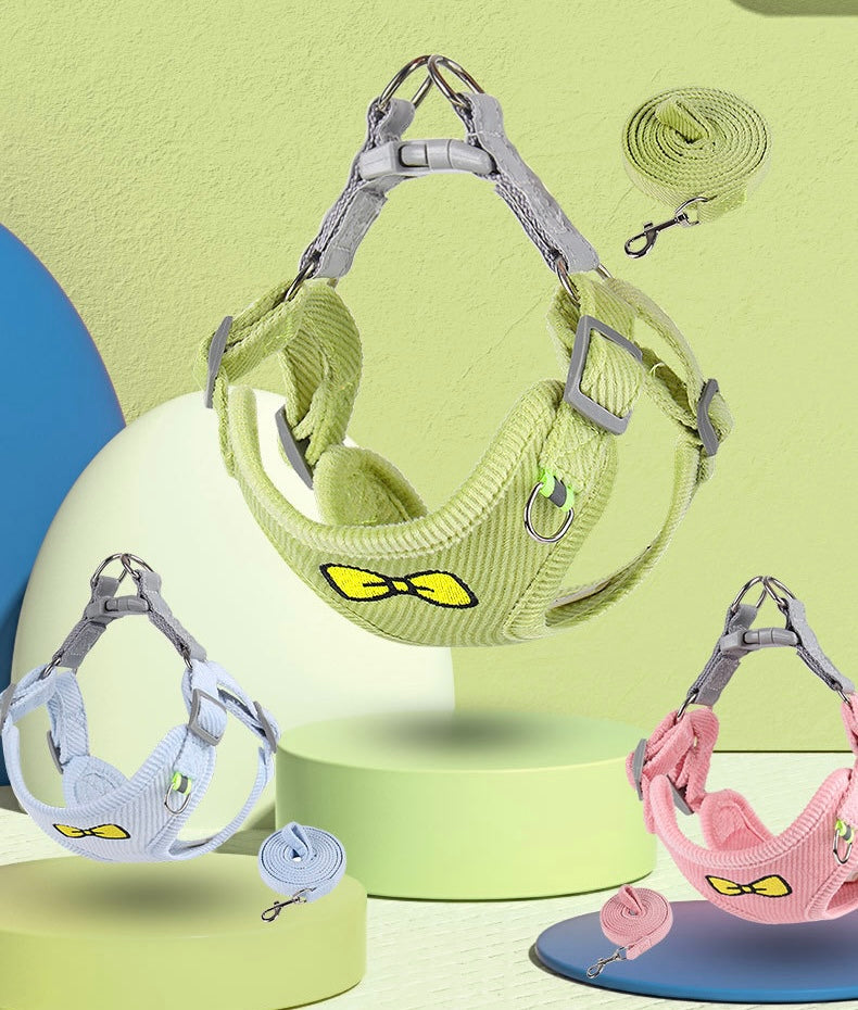 Small Dog Harness and Leash Set – Reflective Vest Design, Soft 3D Velvet